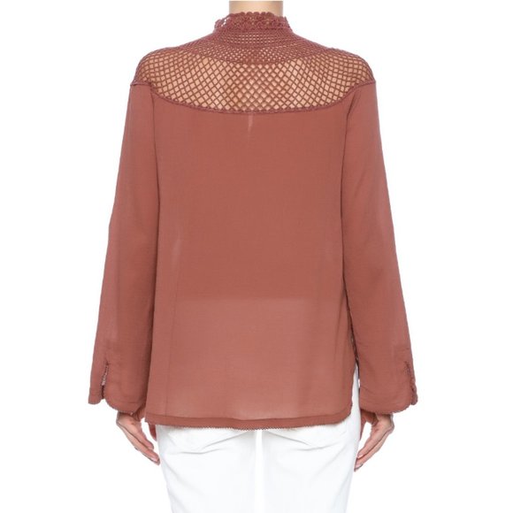 Free People On The Island Lace Crochet Floral Boho Oversized Long Sleeve Shirt - Picture 2 of 12